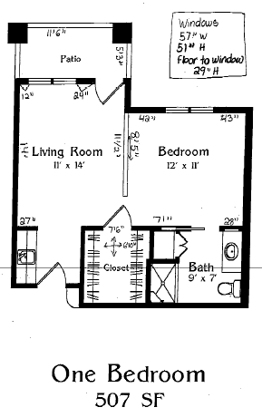 (ONE BEDROOM 507 SF MAP)